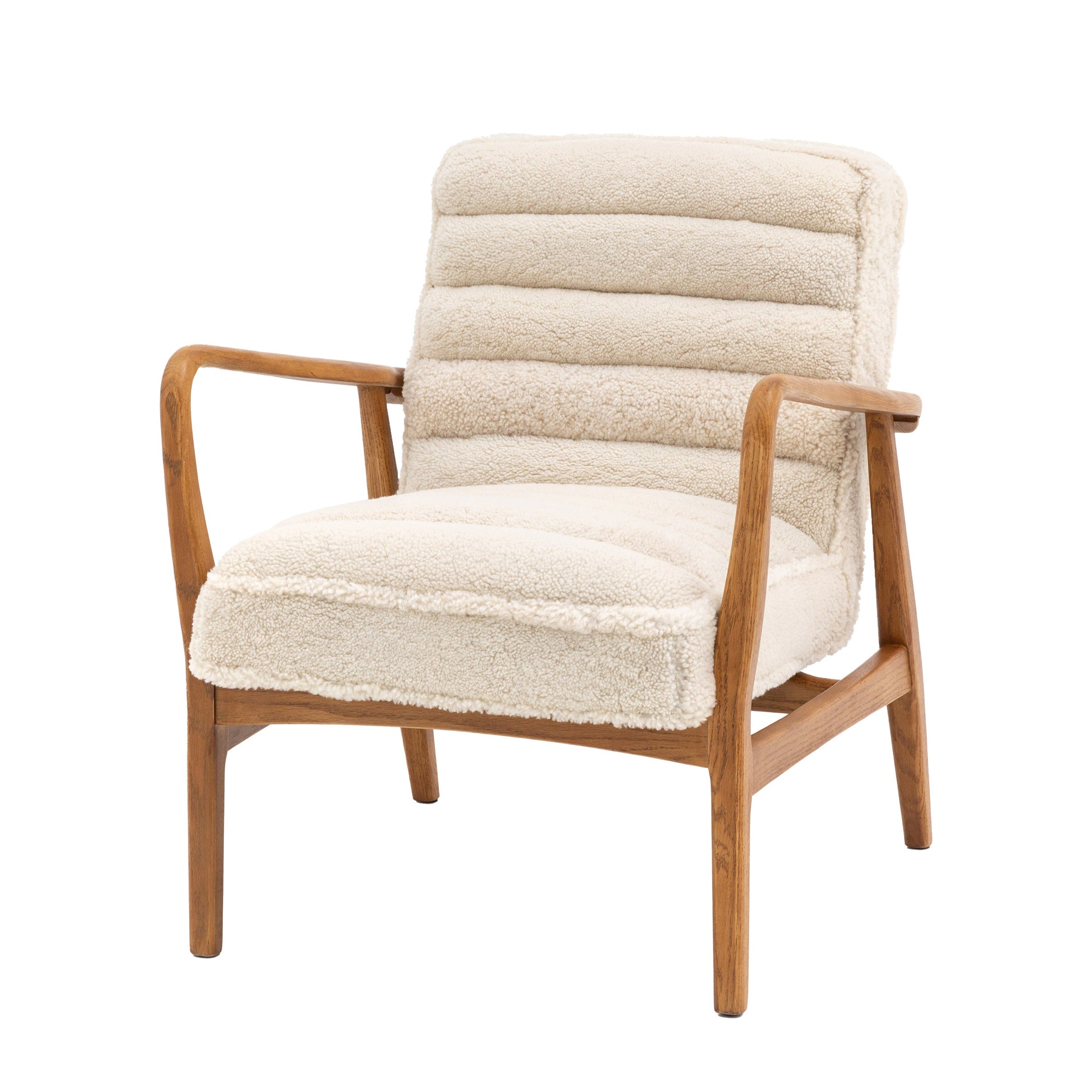 Langham Cream Sheepskin & Oak Wood Armchair